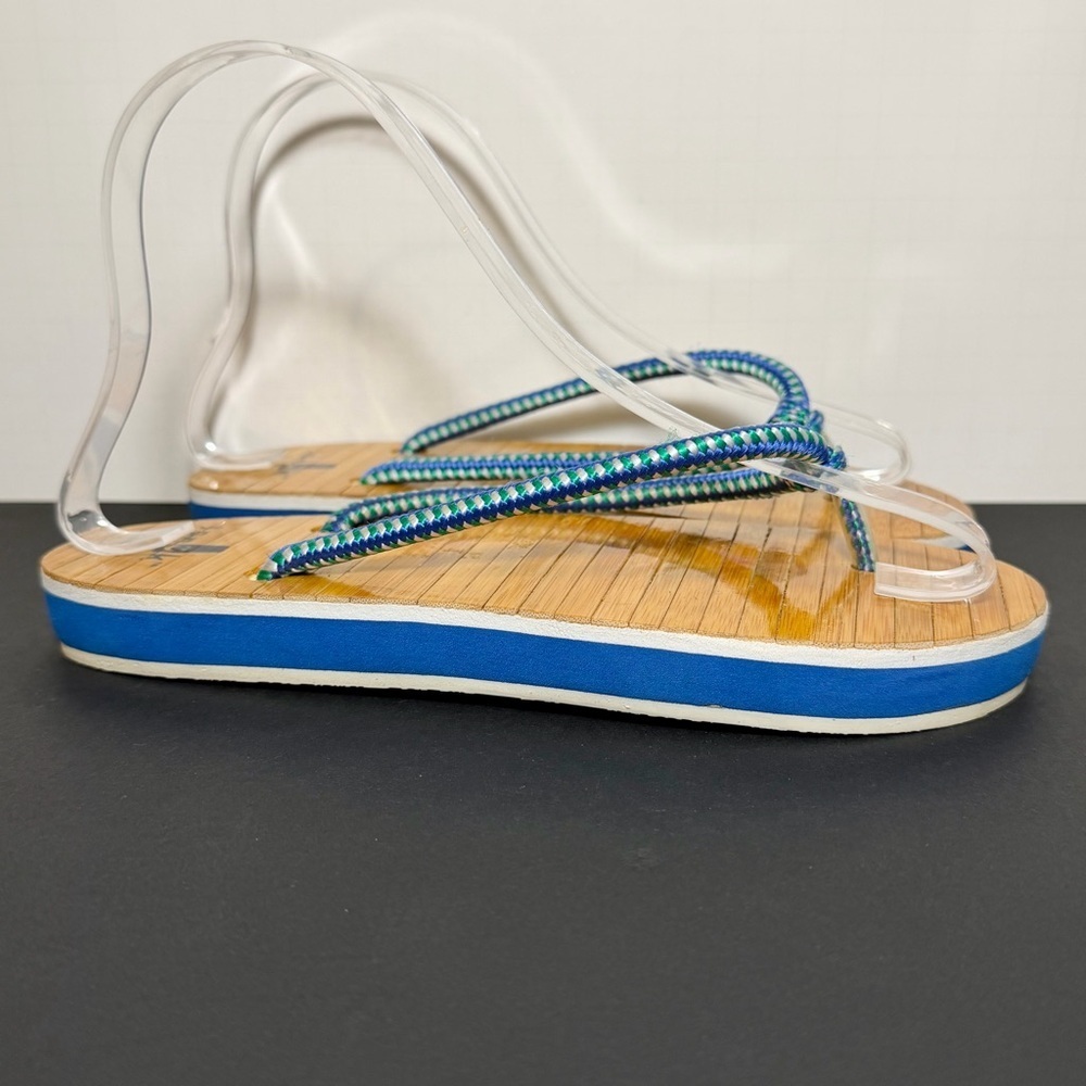 SANUK Sandals Womens Size 6 Neiman Marcus Wood Texture Casual Flip Flops